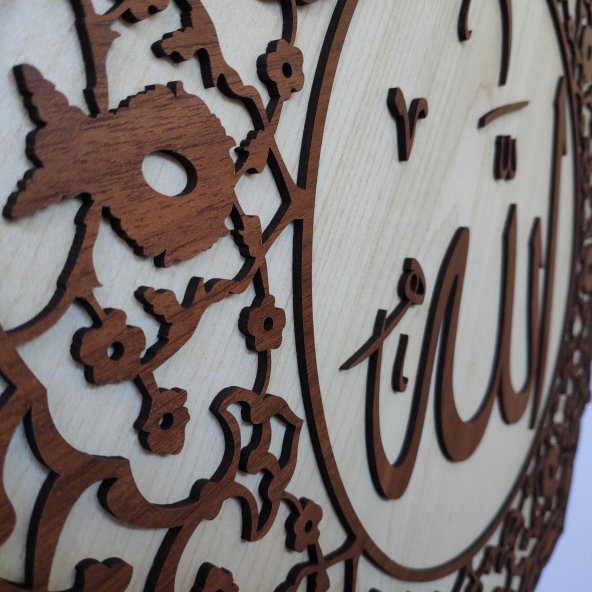 DEKORATİF AHŞAP HAT DUVAR PANOSU V8 - 50x50cm - CEVİZ-KREM - 4
