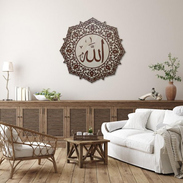 DEKORATİF AHŞAP HAT DUVAR PANOSU V8 - 50x50cm - CEVİZ-KREM - 5
