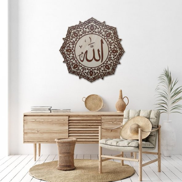 DEKORATİF AHŞAP HAT DUVAR PANOSU V8 - 50x50cm - CEVİZ-KREM - 6