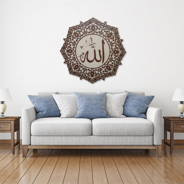 DEKORATİF AHŞAP HAT DUVAR PANOSU V8 - 50x50cm - CEVİZ-KREM - 7