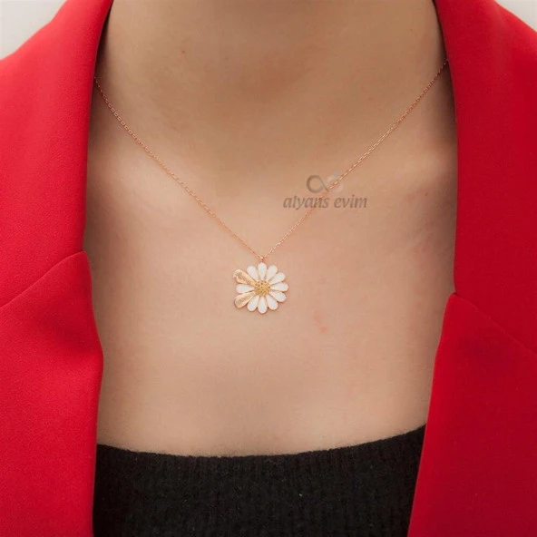 Gümüş Papatya 2 İsimli Kolye - 3