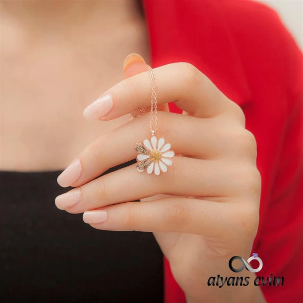 Gümüş Papatya 2 İsimli Kolye - 4