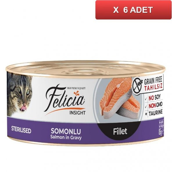 Felicia Sterilised Somonlu Fileto Tahılsız Kedi Konservesi 85 gr (6 Adet)