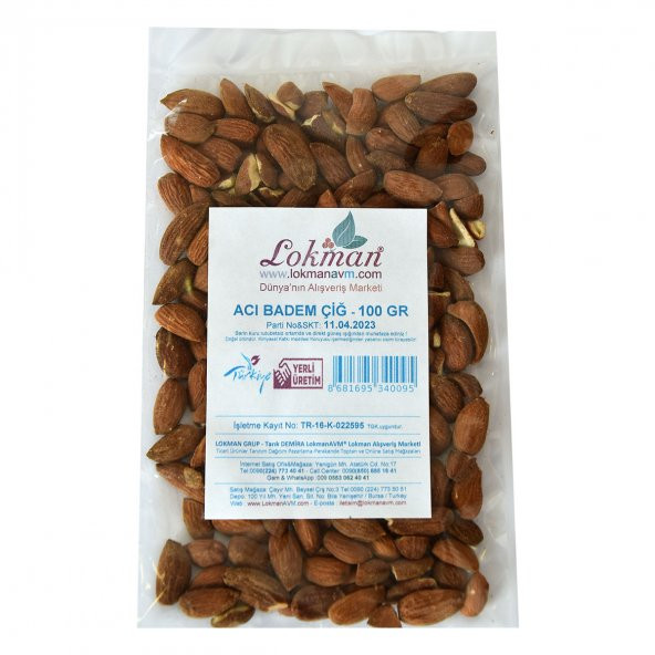 LokmanAVM Acı Badem Çiğ Doğal 100 Gr Paket - 2