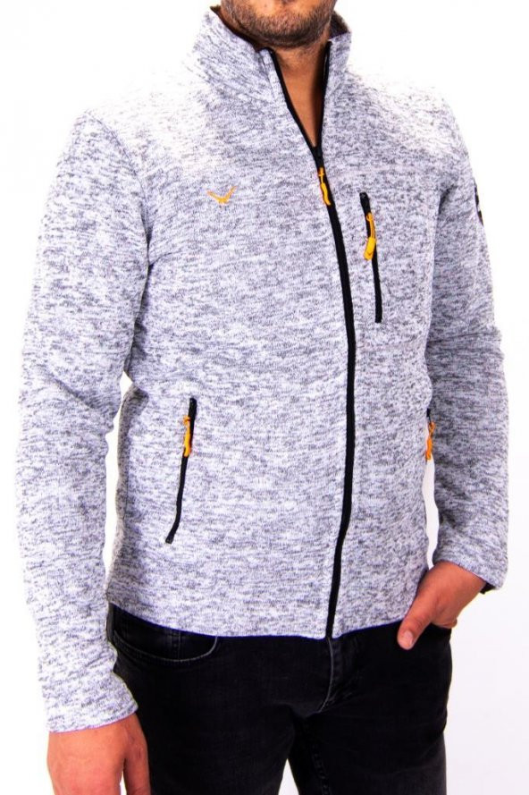 5148 GRİ MELANJ  FERMUARLI ERKEK SWEAT HIRKA