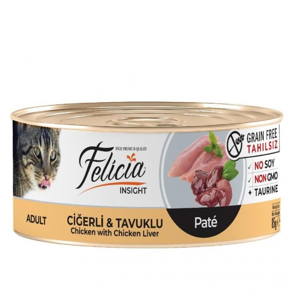 Felicia Ciğerli-Tavuklu Kıyılmış Tahılsız Kedi Konservesi 85 gr