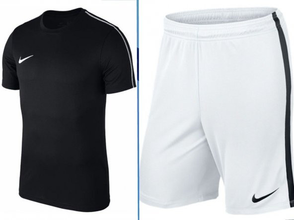 Nike M Nk Dry Park18 Beyaz Cepsiz Şort+Siyah Tişört