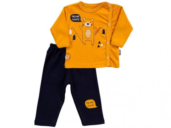 Erkek Bebek 0-3 Ay Yenidoğan Kruvaze Bear Patiksiz 2li Takım-15130