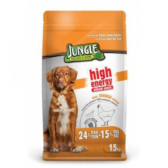 Jungle High Energy Tavuklu Köpek Maması 15 kg