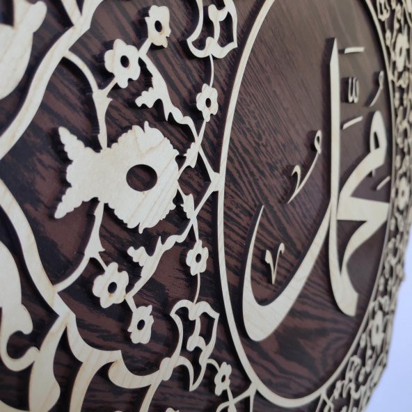 DEKORATİF AHŞAP HAT DUVAR PANOSU V9 - 60x60cm - KREM-VENGE - 3