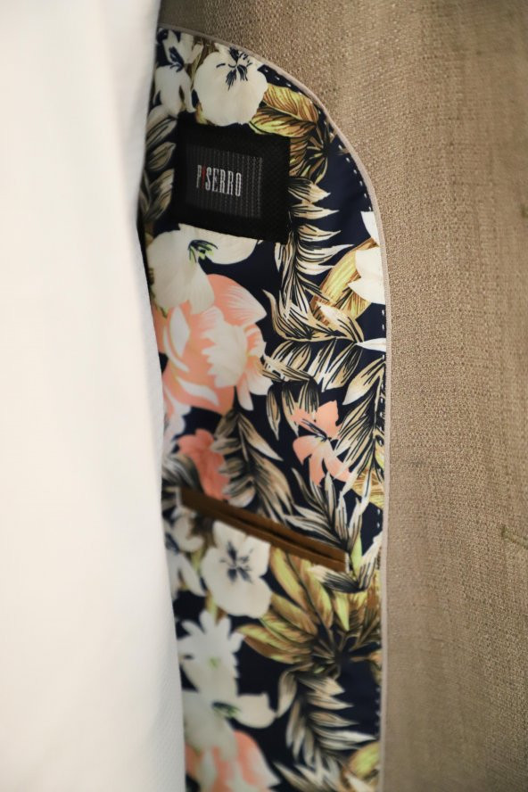 Slim Fit Yünlü Klasik Desenli Bej Rengi Yün Ceket - 3