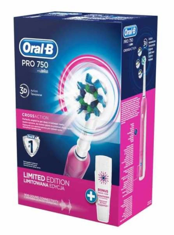 Oral-B Pro 750 Şarj Edilebilir Diş Fırçası Cross Action Pembe