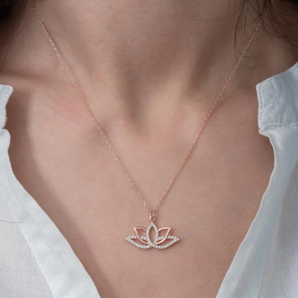 Lotus Çiçeği 925 Ayar Gümüş Kolye - 4