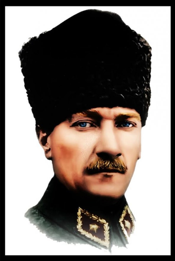 Kalpaklı Atatürk Baskılı Ahşap Poster - 1