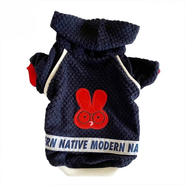 Navy Native Bunny Kapsonlu Sweatshirt Kedi Süeteri Kedi Kıyafeti