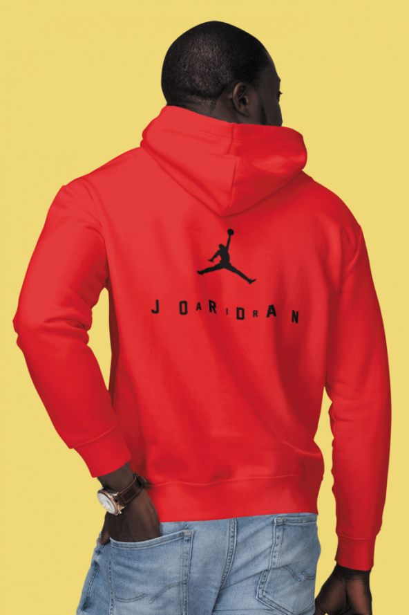 Air Jordan 10 Sırt Kırmızı NBA Erkek Kapşonlu Sweatshirt - Hoodie