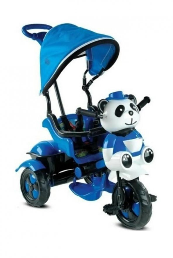 127 Little Panda Ebeveyn Kontrollü Tenteli Müzikli Tricycle Üç Teker Bisiklet -Mavi