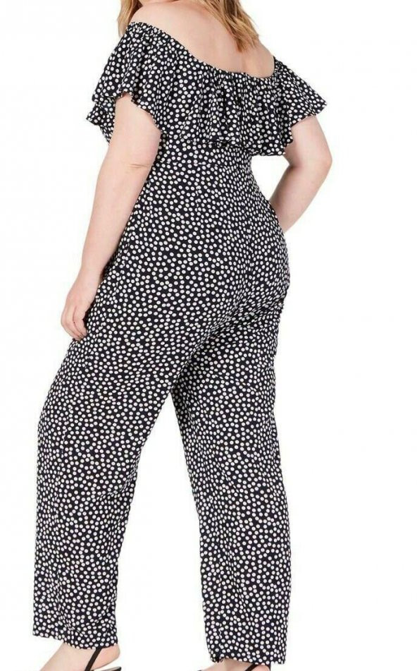 Siyah Puantiyeli Polka Dot Flutter Plus Tulum - 2