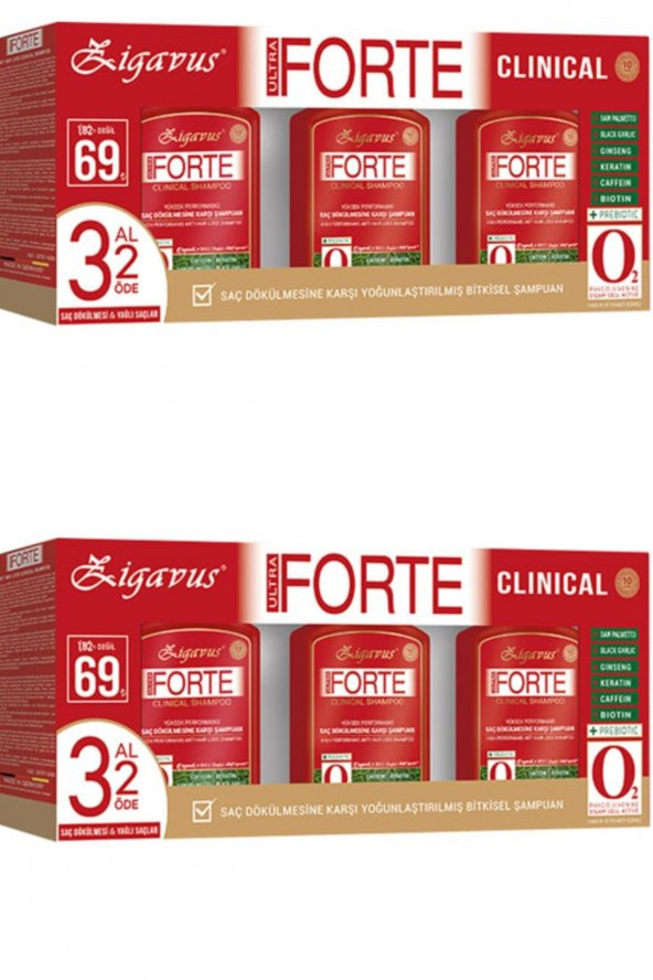 Zigavus Forte Saç Dökülmesine Karşı Şampuan 3 Al 2 Öde 3x 300 ml 2li paket