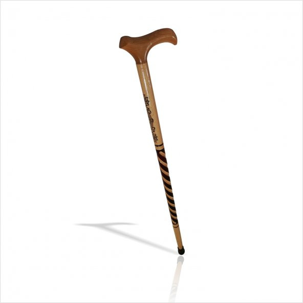 Ahşap Hediyelik 90 cm İşlemeli Oymalı Vernikli Baston Değnek Asa - 2