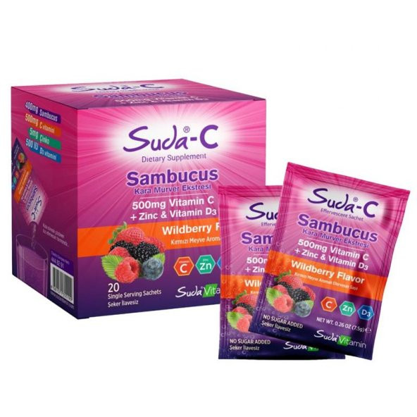 Suda Vitamin Sambucus Vitamin C+Zinc + D3 20 Saşe