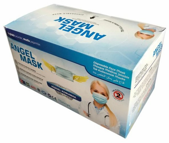 Angel Mask Telli 3 Katlı Rahat Kullanım 50 li Paket