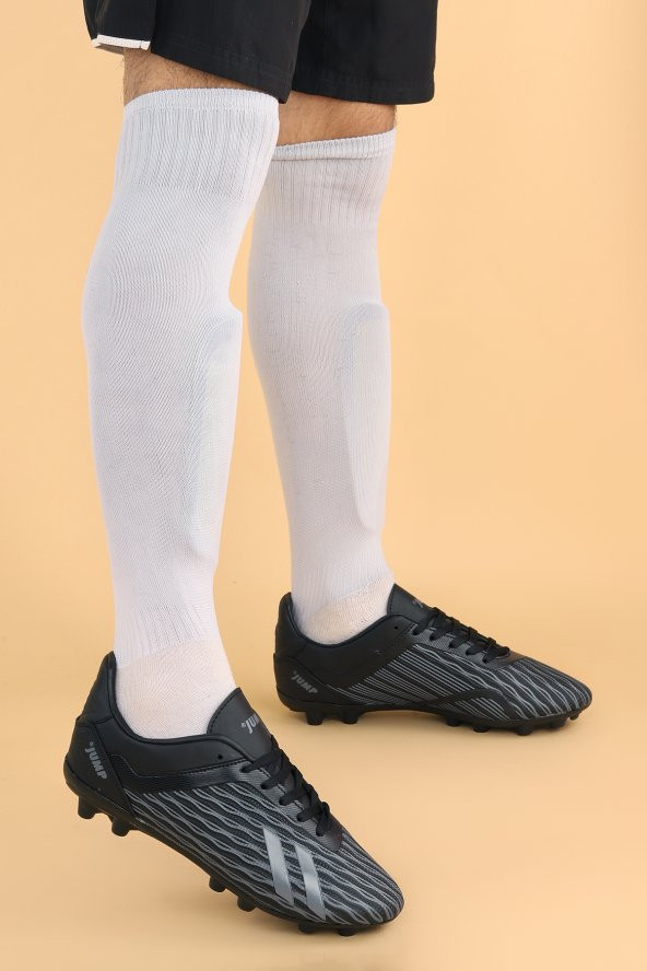 Jump 25850 Krampon Çim Saha Erkek Futbol Ayakkabı Siyah - Gri - 5