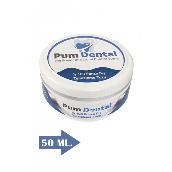 Pum Dental %100 Saf ve Doğal Ponza Diş Parlatma Tozu, Diş Parlatıcı, Protez Diş Temizleyici 50ml