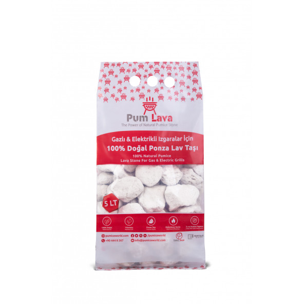 Pum Lava Beyaz Saf Yıkanmış Tozsuz Mangal Taşı, Mangal Ponzası Lav Taşı 3-6 CM - 2