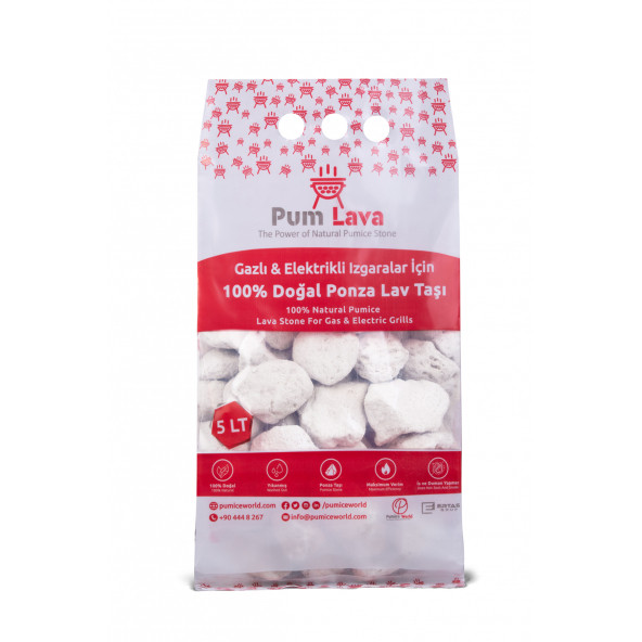 Pum Lava Beyaz Saf Yıkanmış Tozsuz Mangal Taşı, Mangal Ponzası Lav Taşı 3-6 CM - 3