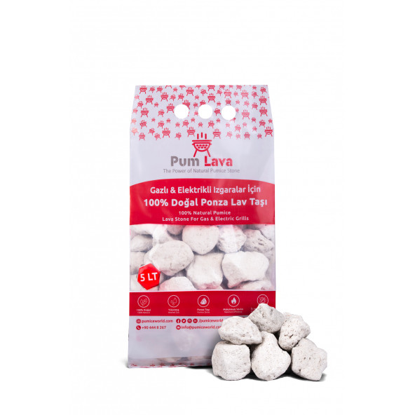 Pum Lava Beyaz Saf Yıkanmış Tozsuz Mangal Taşı, Mangal Ponzası Lav Taşı 3-6 CM - 4