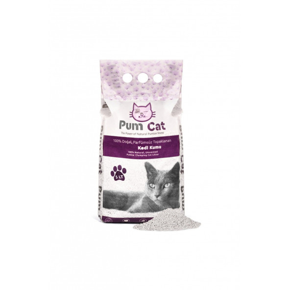 Pum Cat 5 Lt Kokusuz İnce Tane Topaklanan, Topaklaşan Doğal Bentonit Kedi Kumu