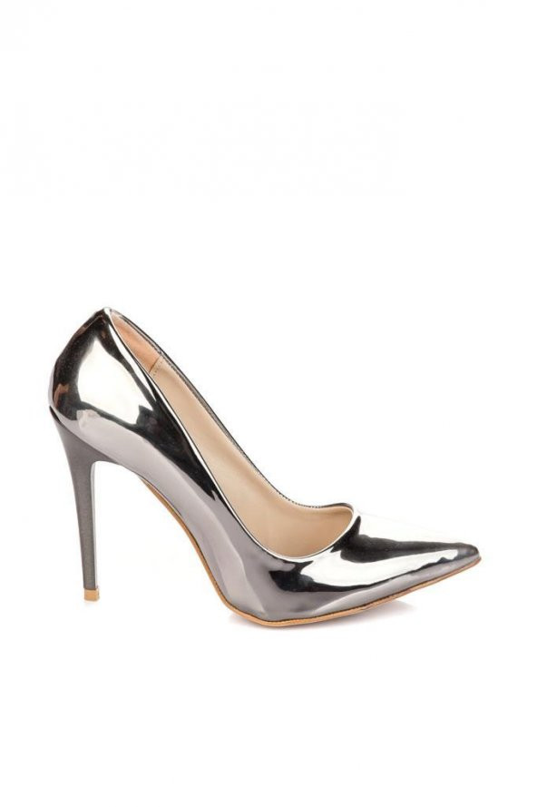 Pembe Potin Parlak İnce Topuklu Kadın Stiletto A1760-17 - 2