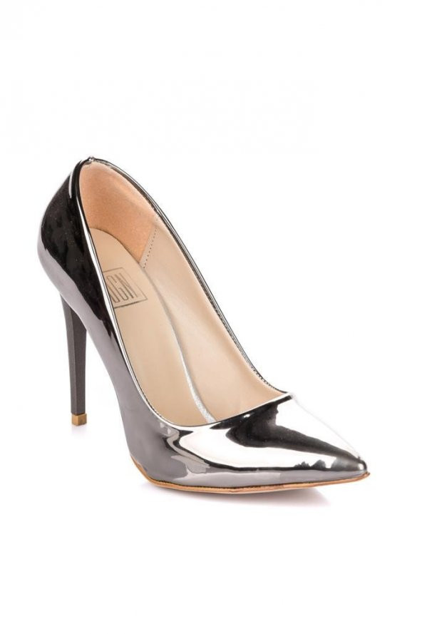 Pembe Potin Parlak İnce Topuklu Kadın Stiletto A1760-17 - 3