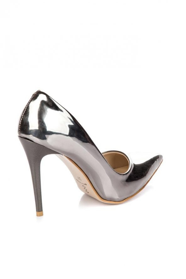 Pembe Potin Parlak İnce Topuklu Kadın Stiletto A1760-17 - 4