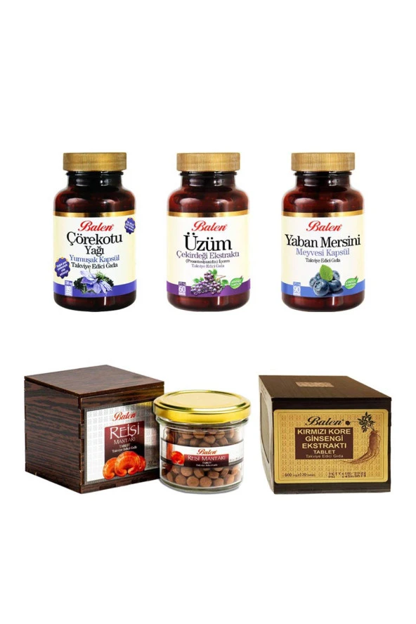 Balen Gınseng+Çörekotu +Üzüm Çekirdeği+Yaban Mersin+Reishi Mantar ürün görseli 1