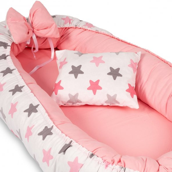 Sluupy Babynest - Pembe Gri Yıldız Figürlü Ana Kucağı - 2