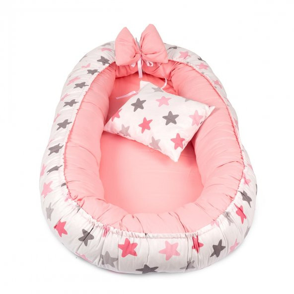 Sluupy Babynest - Pembe Gri Yıldız Figürlü Ana Kucağı - 4