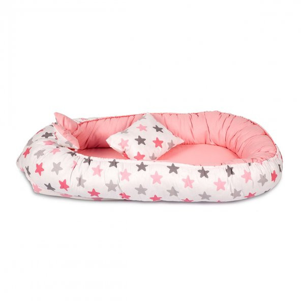 Sluupy Babynest - Pembe Gri Yıldız Figürlü Ana Kucağı - 5