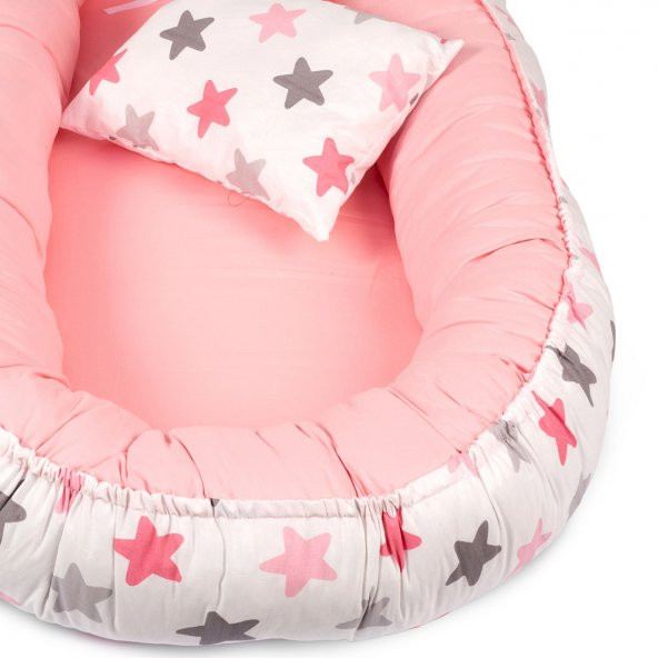 Sluupy Babynest - Pembe Gri Yıldız Figürlü Ana Kucağı - 6