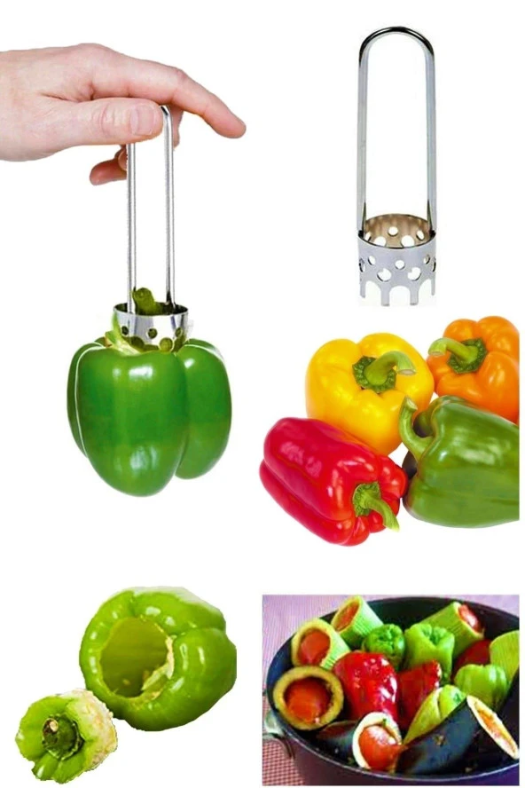 Pratik Dolma Biber Oyacağı Metal Paslanmaz Kabak Domates Oyacağı - 3