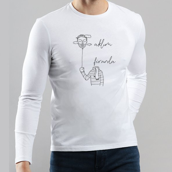 Aklım Firarda Yazılı Uzun Kollu Tişört Sweatshirt