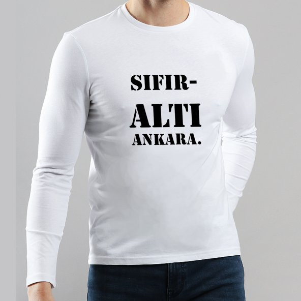 Sıfır Altı Ankara Baskılı Uzun Kollu Tişört