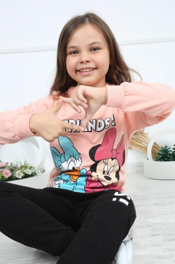 Kız Çocuk Friends! Donald And Minnie Pembe Eşofman Takım - 4