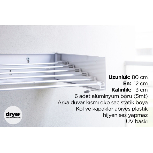 Dryertime Duvara Monte Katlanır Çamaşır Kurutma Askısı - 10