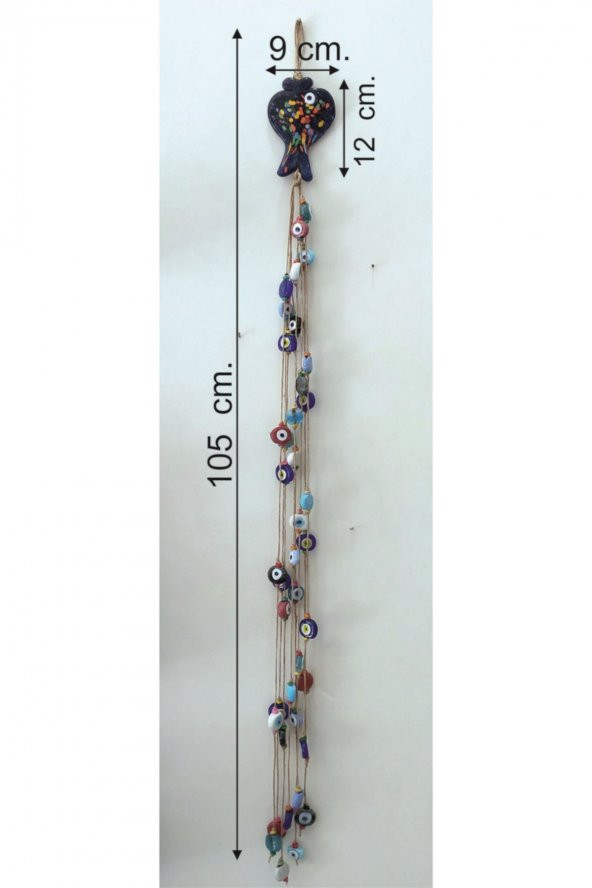 El Yapımı Balıklı 41 Maşaallah Nazarlık Boncuk 100 cm Dekoratif Hediyelik - 3