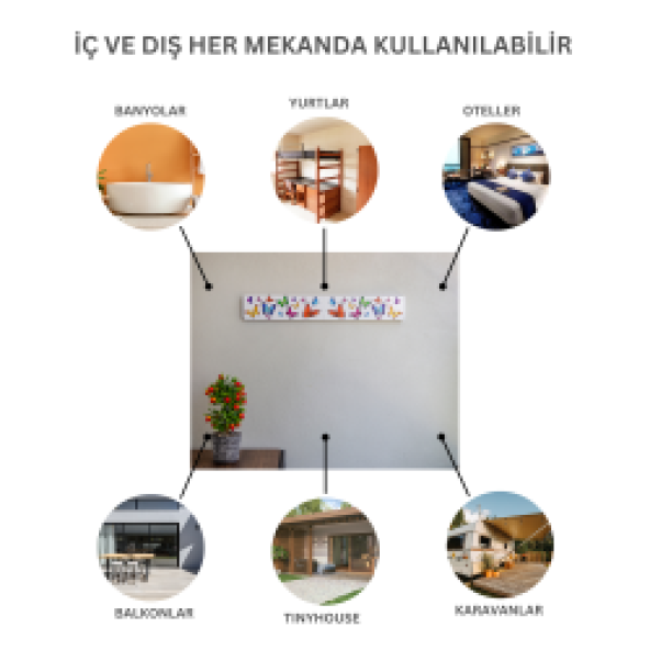 Dryertime Duvara Monte Katlanır Çamaşır Kurutma Askısı(Renkli Kelebekler) - 6