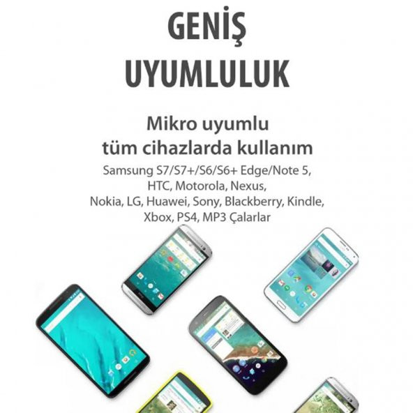 Auris Samsung Android Micro USB Data Destekli Hızlı Şarj Kablosu - 6