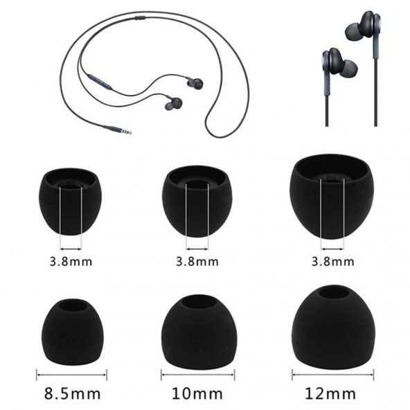 1 Çift (2 Adet) Kulaklık Silikonu 3 Farklı Boy Samsung Uyumlu 3.8 MM