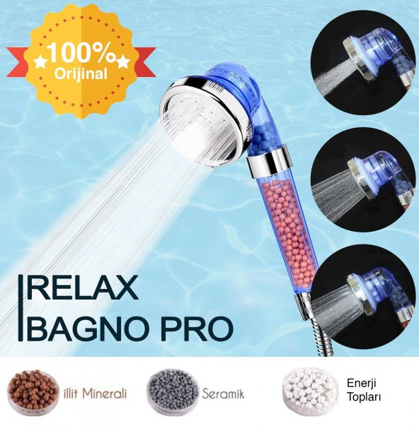 Relax Bagno Pro 3 Kademeli 50 Su Tasarruflu Duş Başlığı - Kokulu ve Arıtmalı Duş Başlığı - 3 Adet